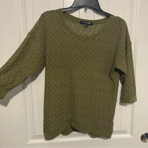 Forever 21 Olive Green Knit Mid-Length Sleeve Top